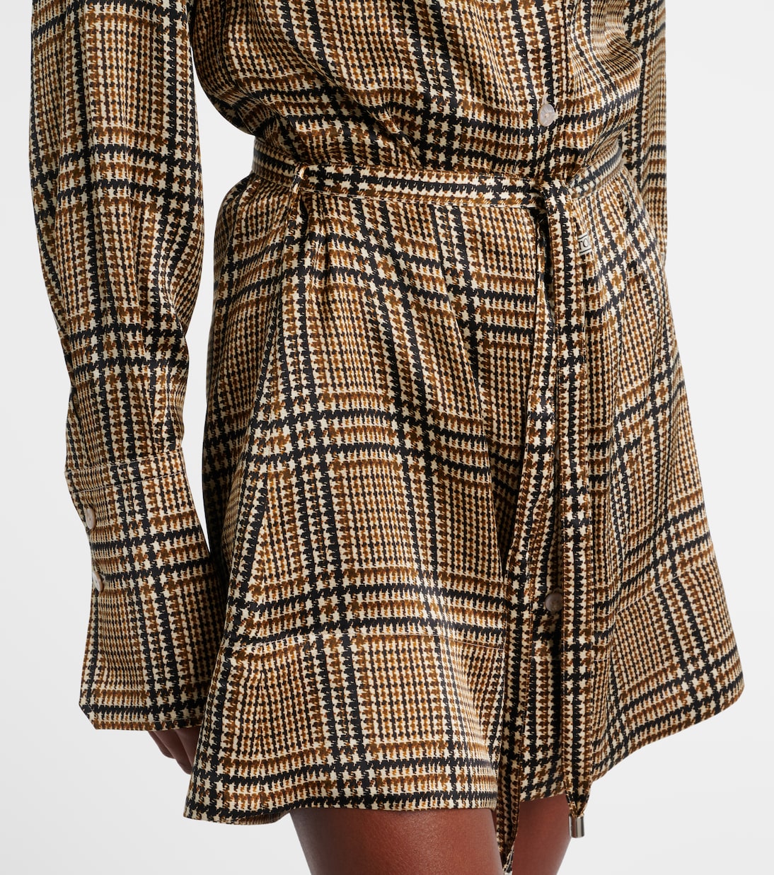Robe chemise en satin à carreaux | Patou