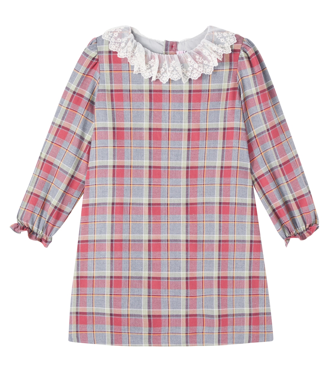 Checked lace-trimmed cotton dress | Bonpoint