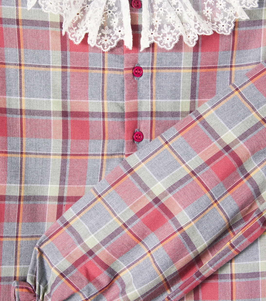 Checked lace-trimmed cotton dress | Bonpoint