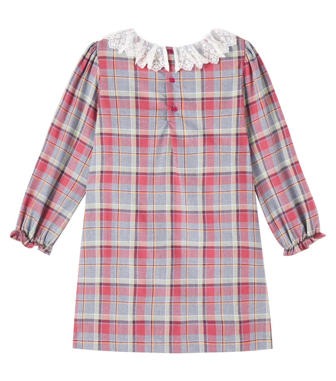 Checked lace-trimmed cotton dress | Bonpoint