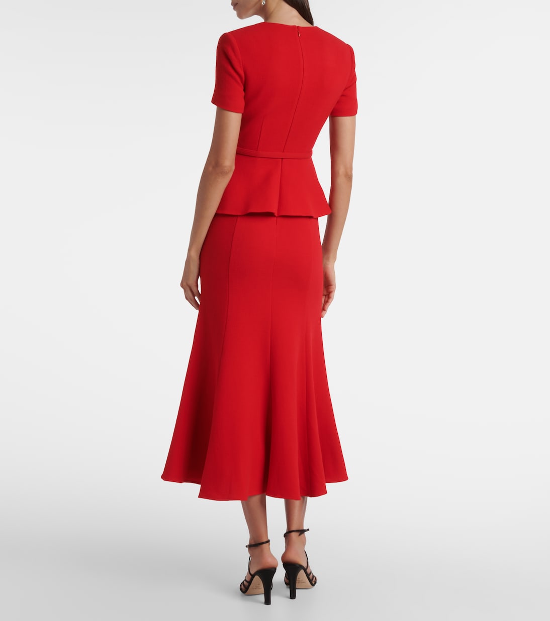 Draped peplum wool midi dress | Roland Mouret