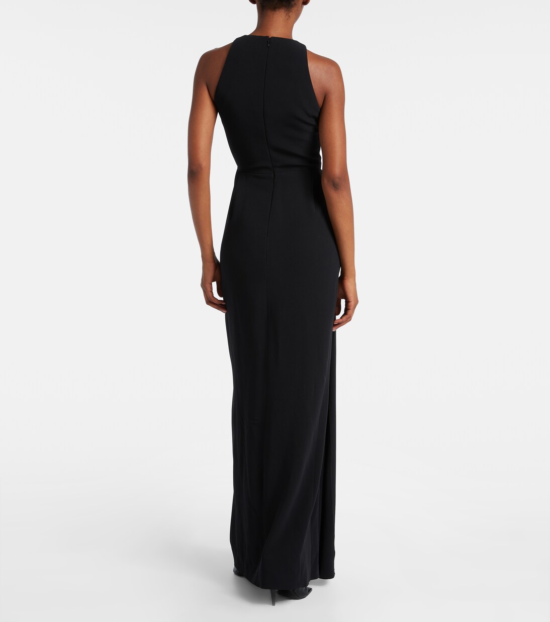 Vestido largo drapeado con escote halter | Givenchy