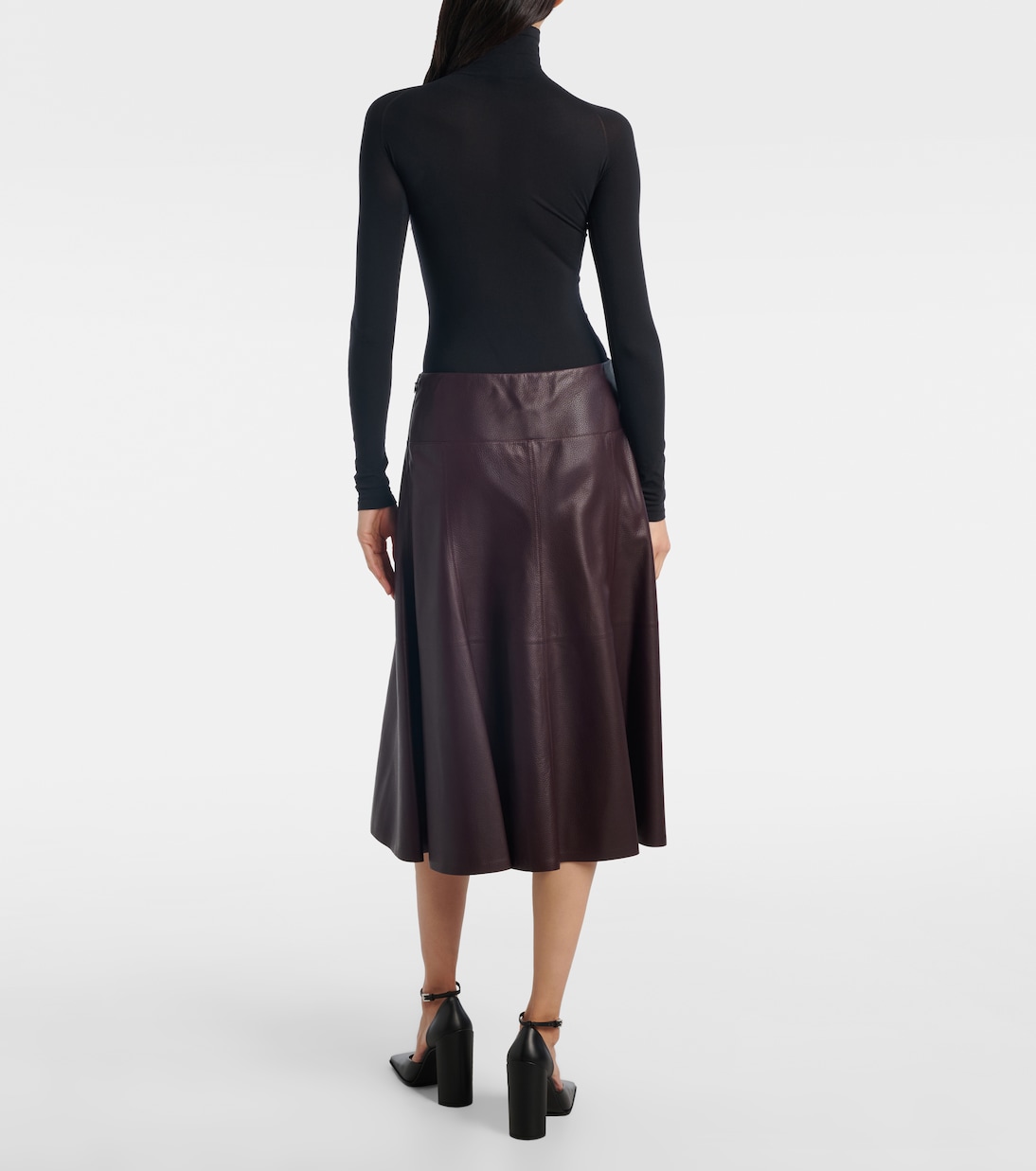 Low-rise leather midi skirt | Alaïa