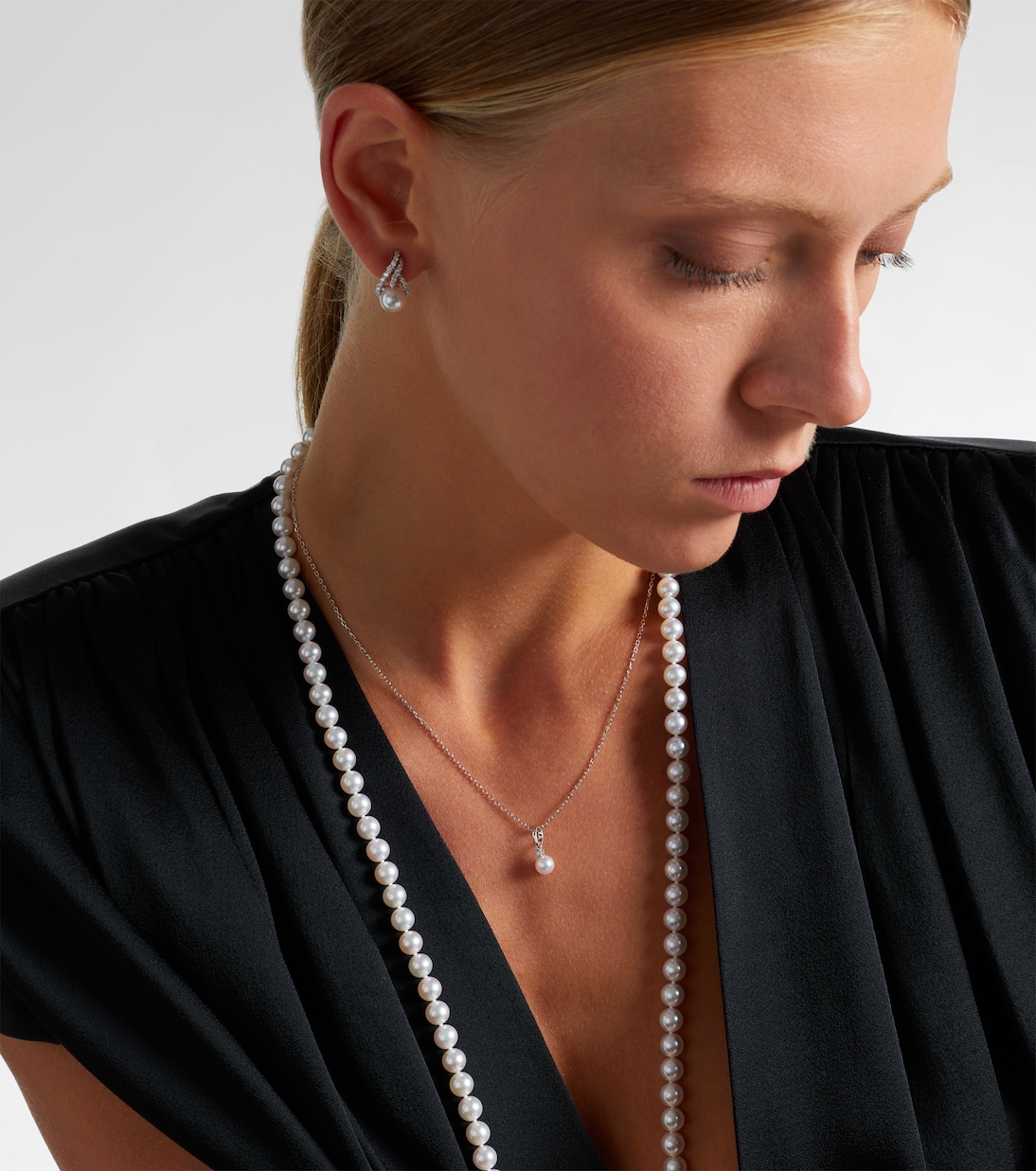 Collier en or blanc 18 ct, perle et diamant | Mikimoto