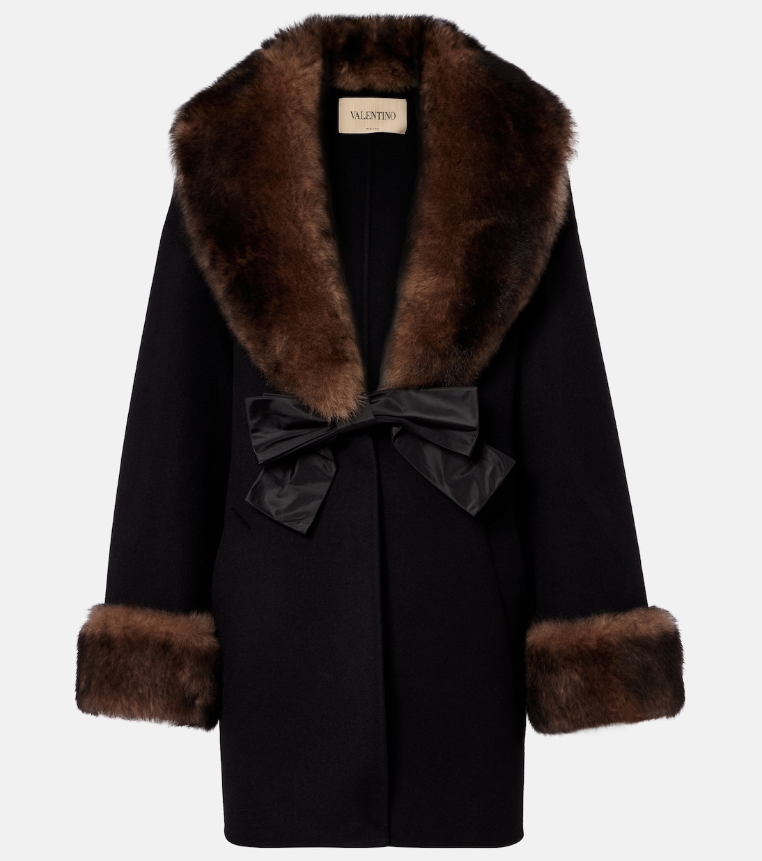 Shearling-trimmed wool and cashmere peacoat | Valentino