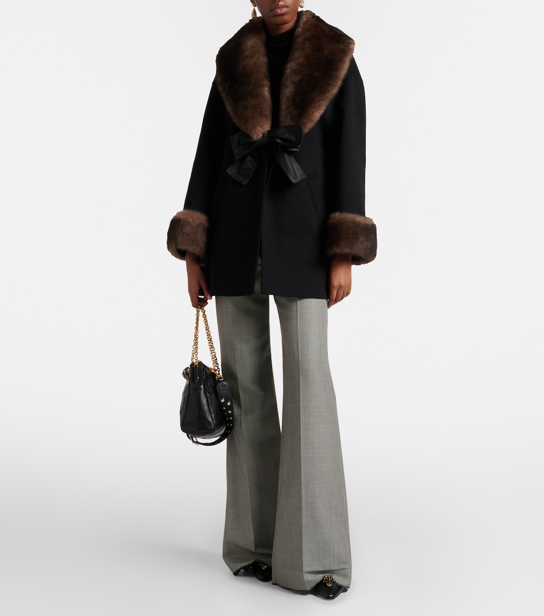 Shearling-trimmed wool and cashmere peacoat | Valentino