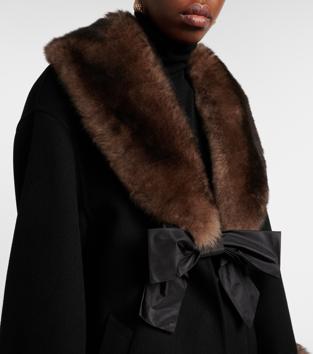Shearling-trimmed wool and cashmere peacoat | Valentino