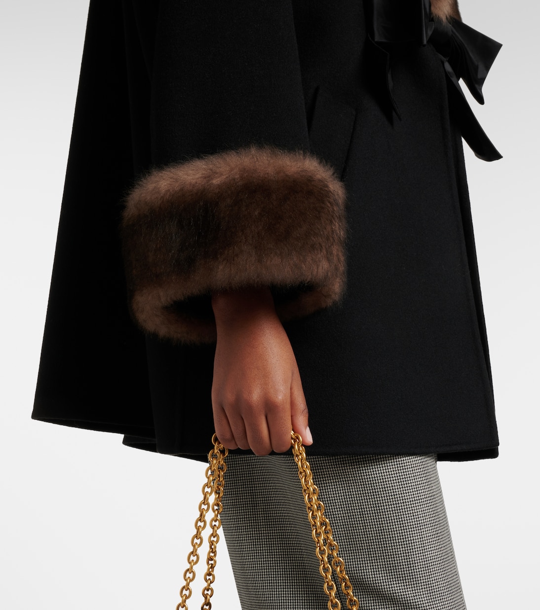 Shearling-trimmed wool and cashmere peacoat | Valentino