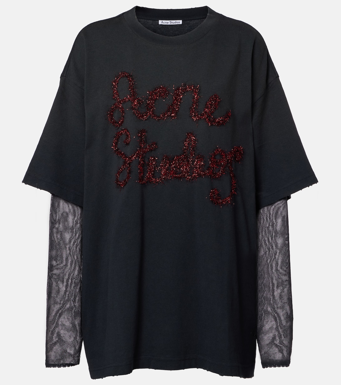 Layered cotton jersey and mesh T-shirt | Acne Studios