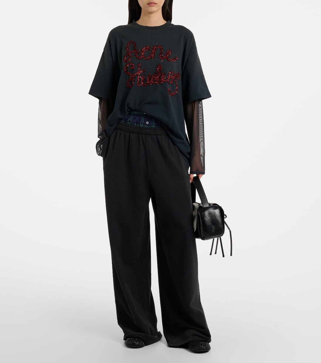 Layered cotton jersey and mesh T-shirt | Acne Studios