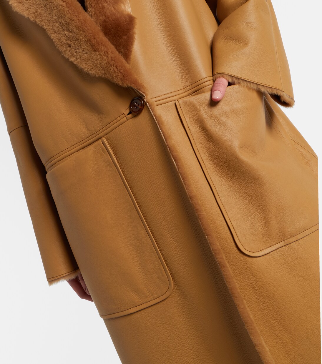 Mantel Soft Touch aus Leder mit Shearling | Dorothee Schumacher