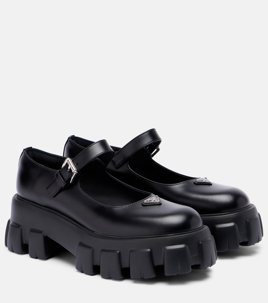 Monolith leather Mary Jane flats | Prada