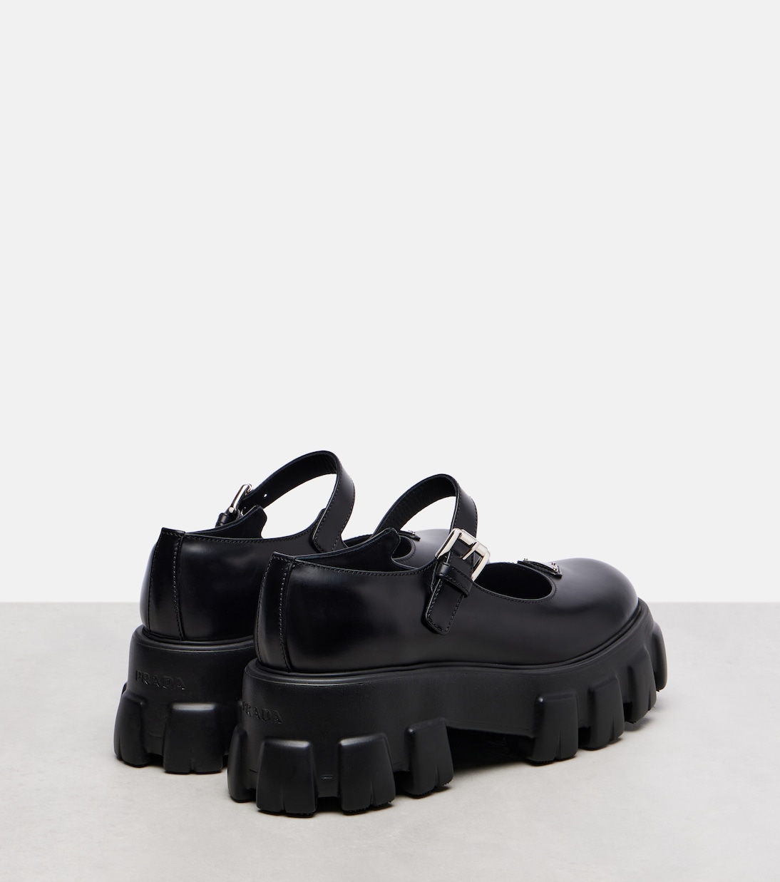 Monolith leather Mary Jane flats | Prada