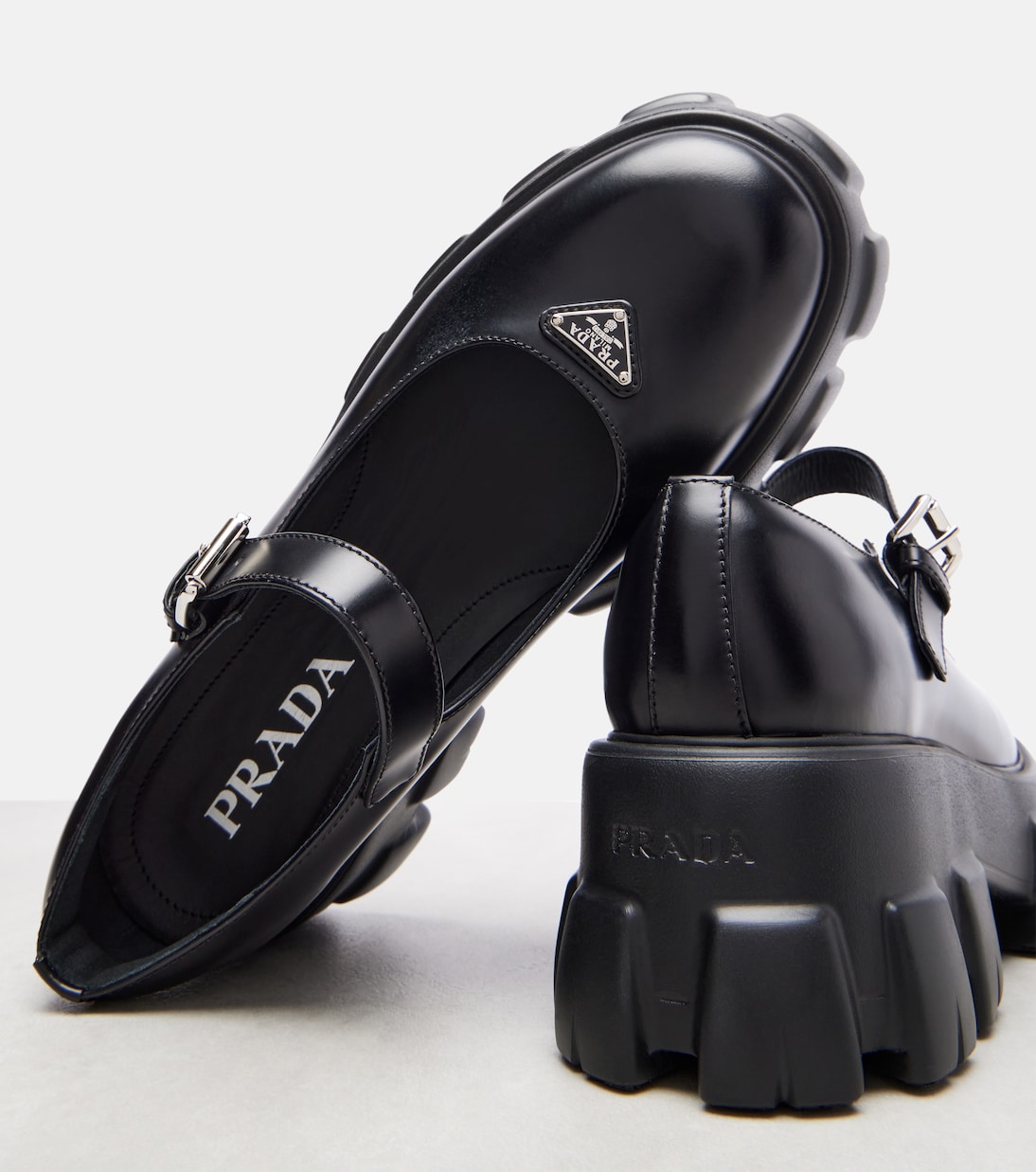 Monolith leather Mary Jane flats | Prada