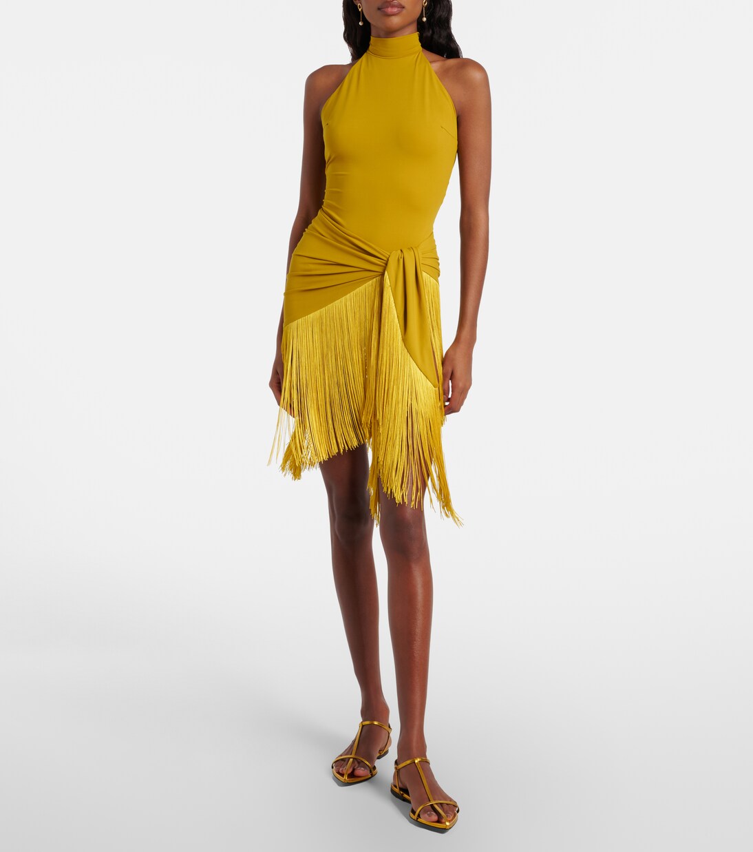 Artemis fringed beach cover-up and swimsuit | Taller Marmo