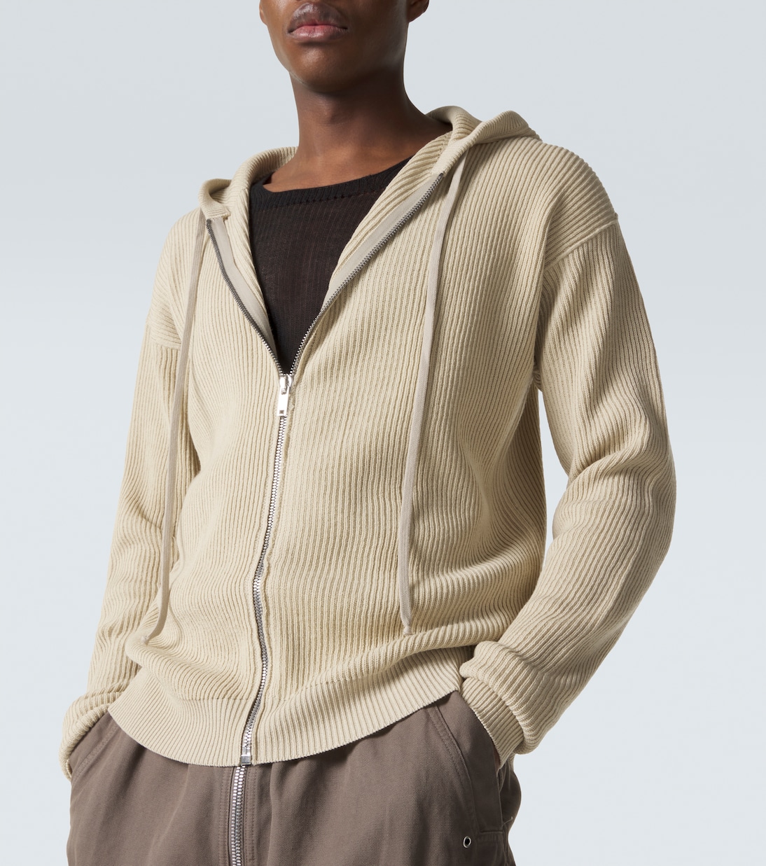 Ribbed-knit virgin wool hoodie | Rick Owens