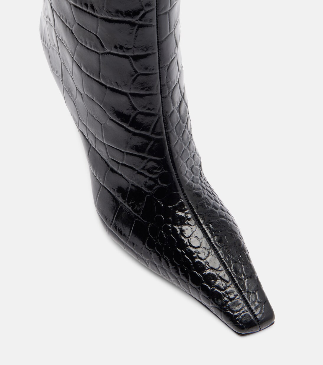 Bottes Mona en cuir à effet croco | Amina Muaddi