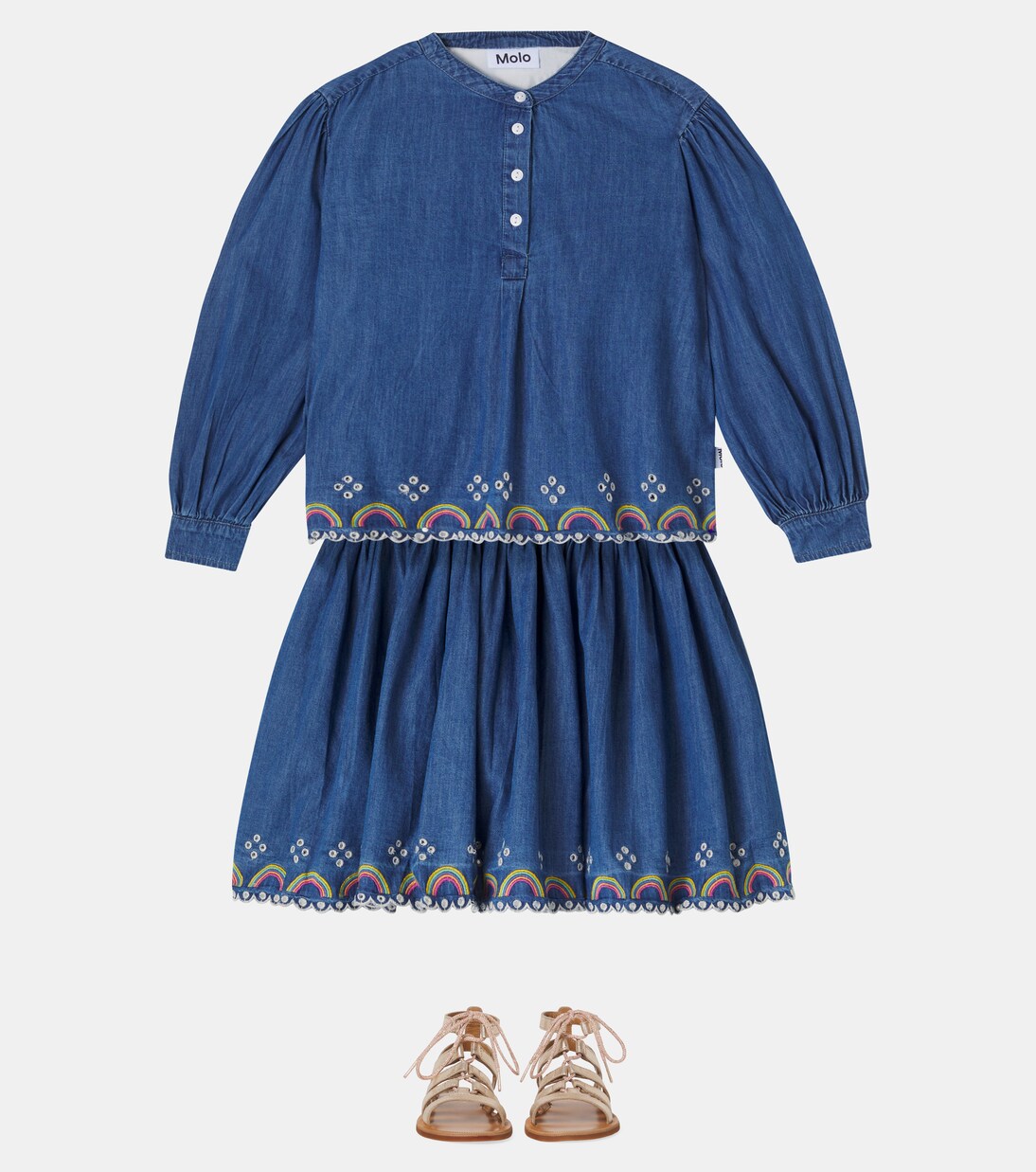 Embroidered cotton denim shirt | Molo