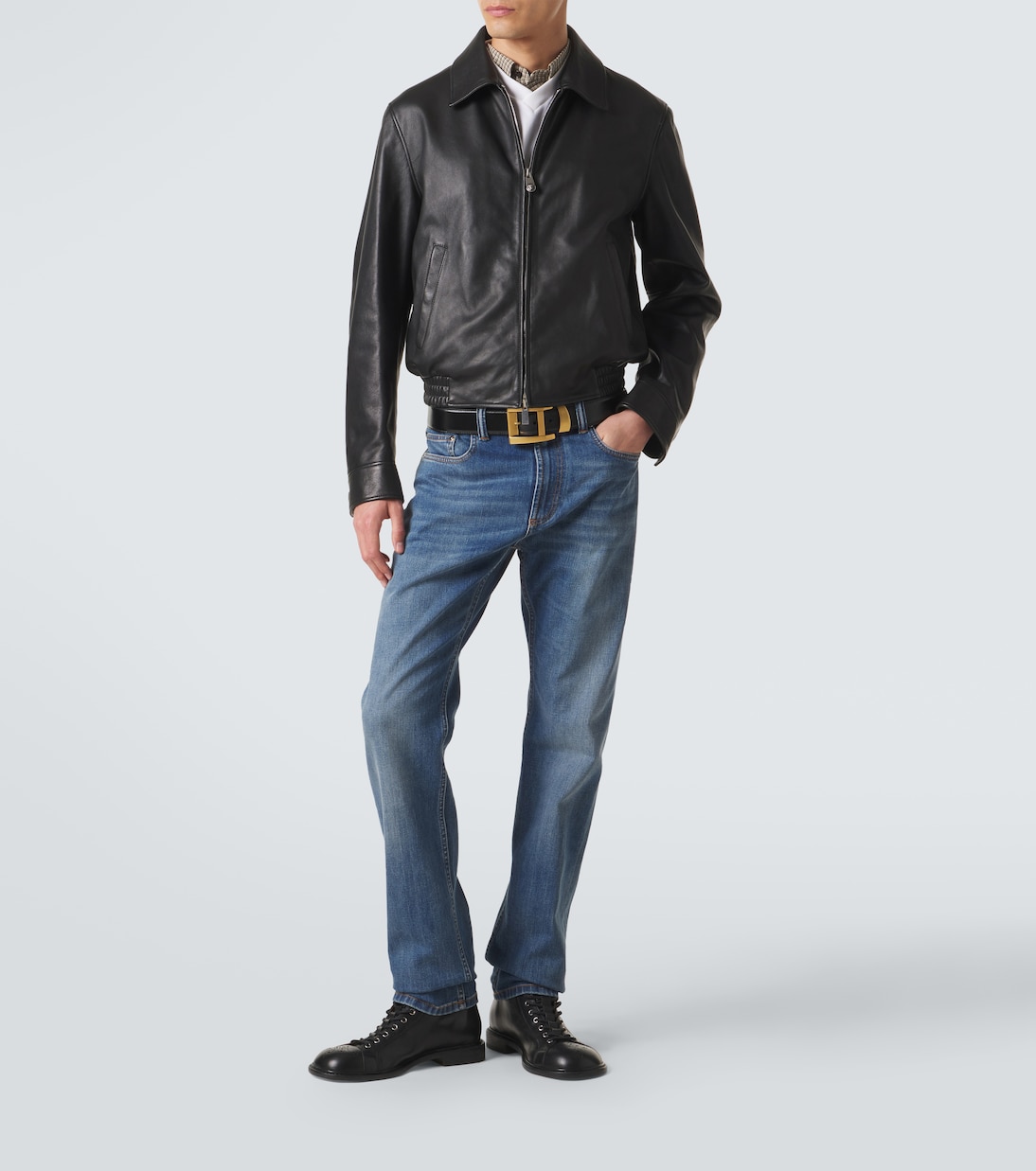 Leather blouson jacket | Versace