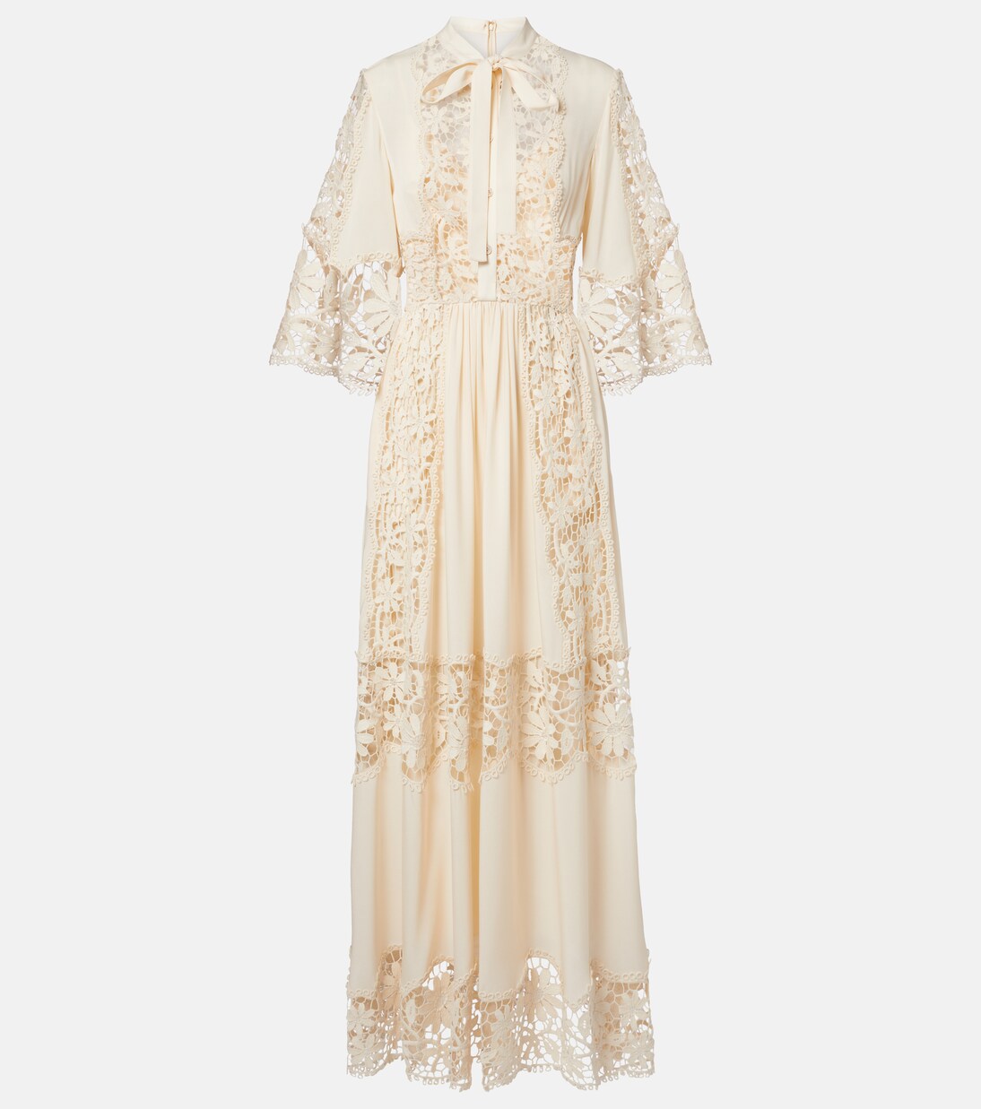 Georgette and macramé gown | Elie Saab