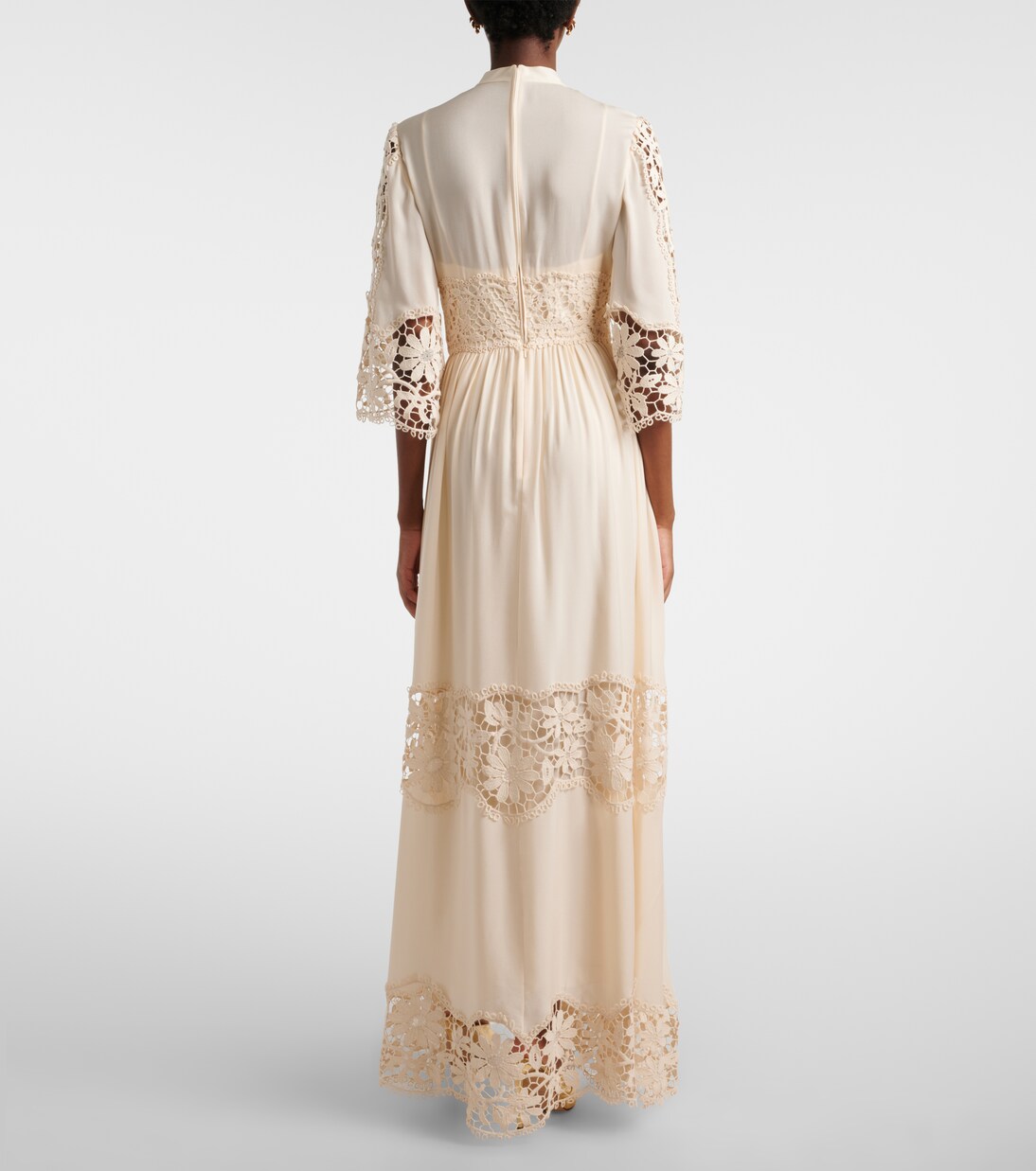 Georgette and macramé gown | Elie Saab