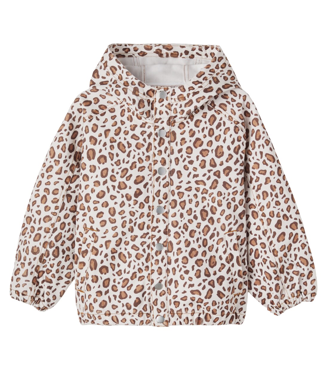 Leopard-print hooded cotton jacket | Tinycottons