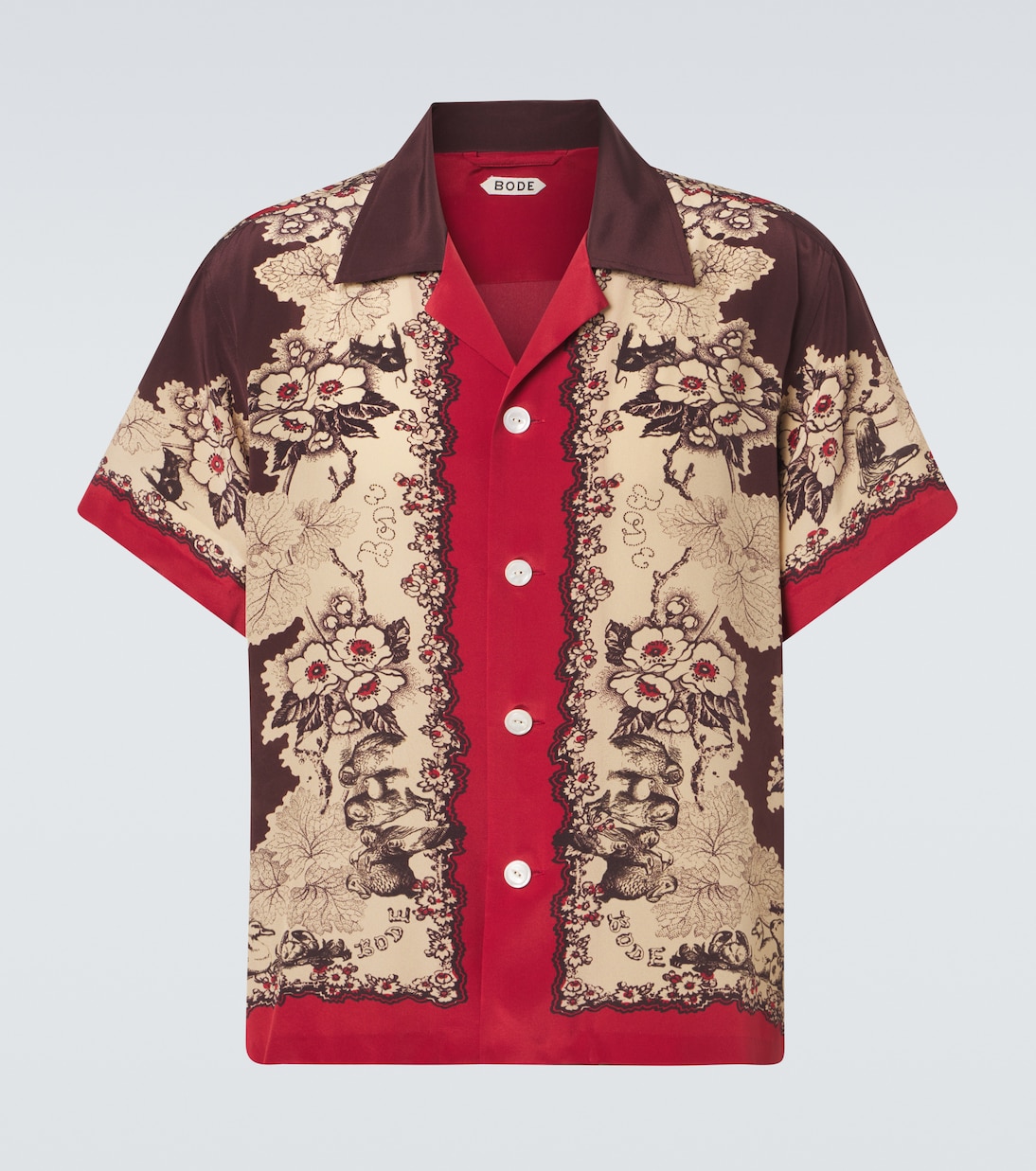 Printed silk bowling shirt | Bode