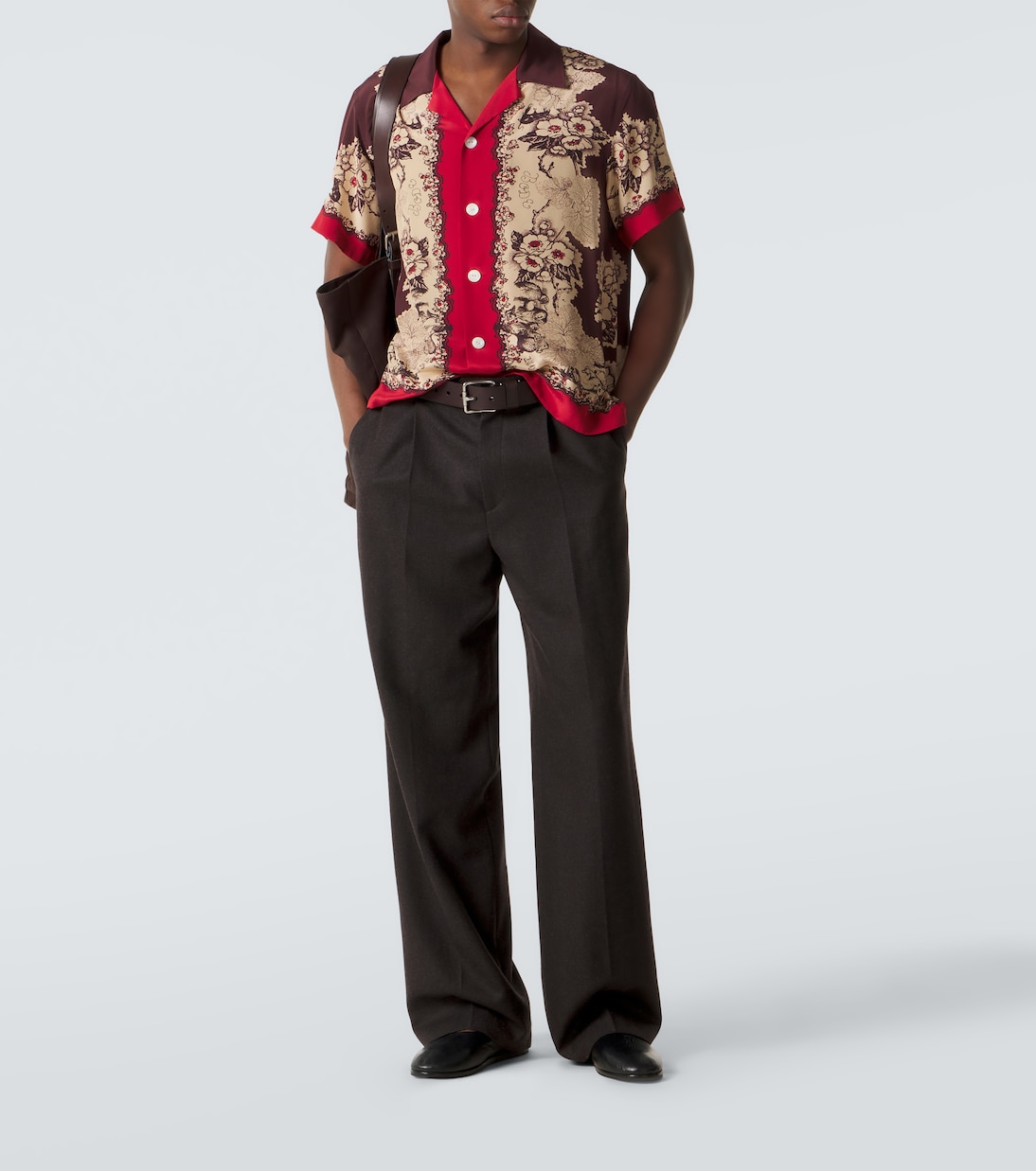 Printed silk bowling shirt | Bode