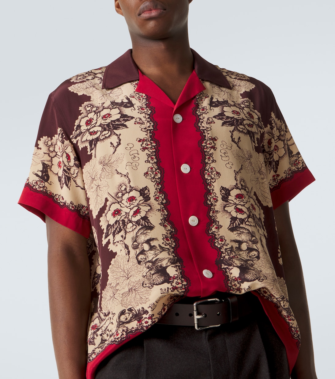 Printed silk bowling shirt | Bode