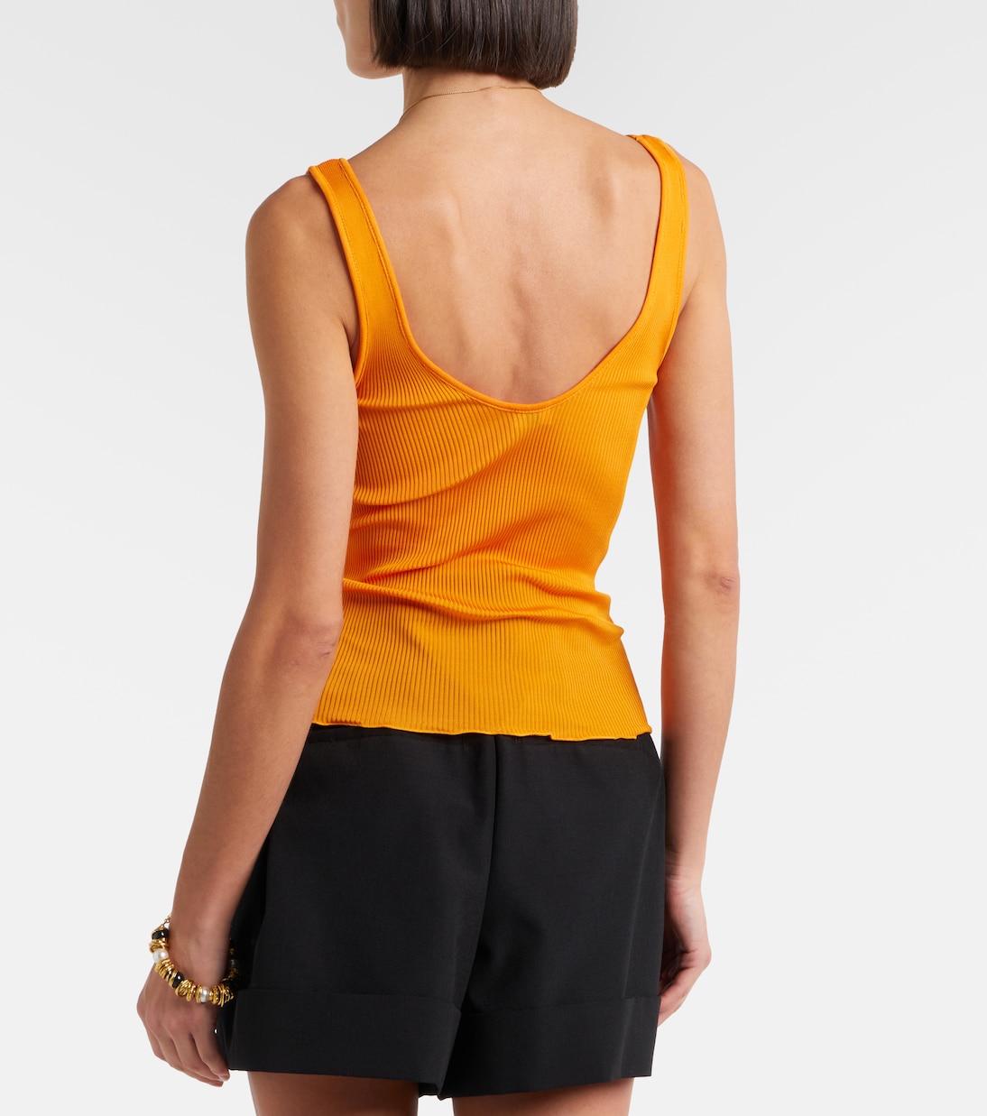 تانك توب من الحرير الجيرسيه بحبكة مضلعة | Saint Laurent