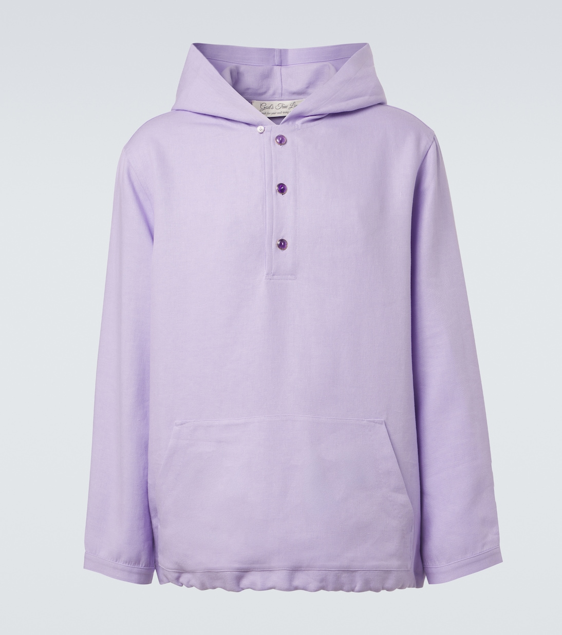 Hooded linen jacket with amethyst | God's True Cashmere