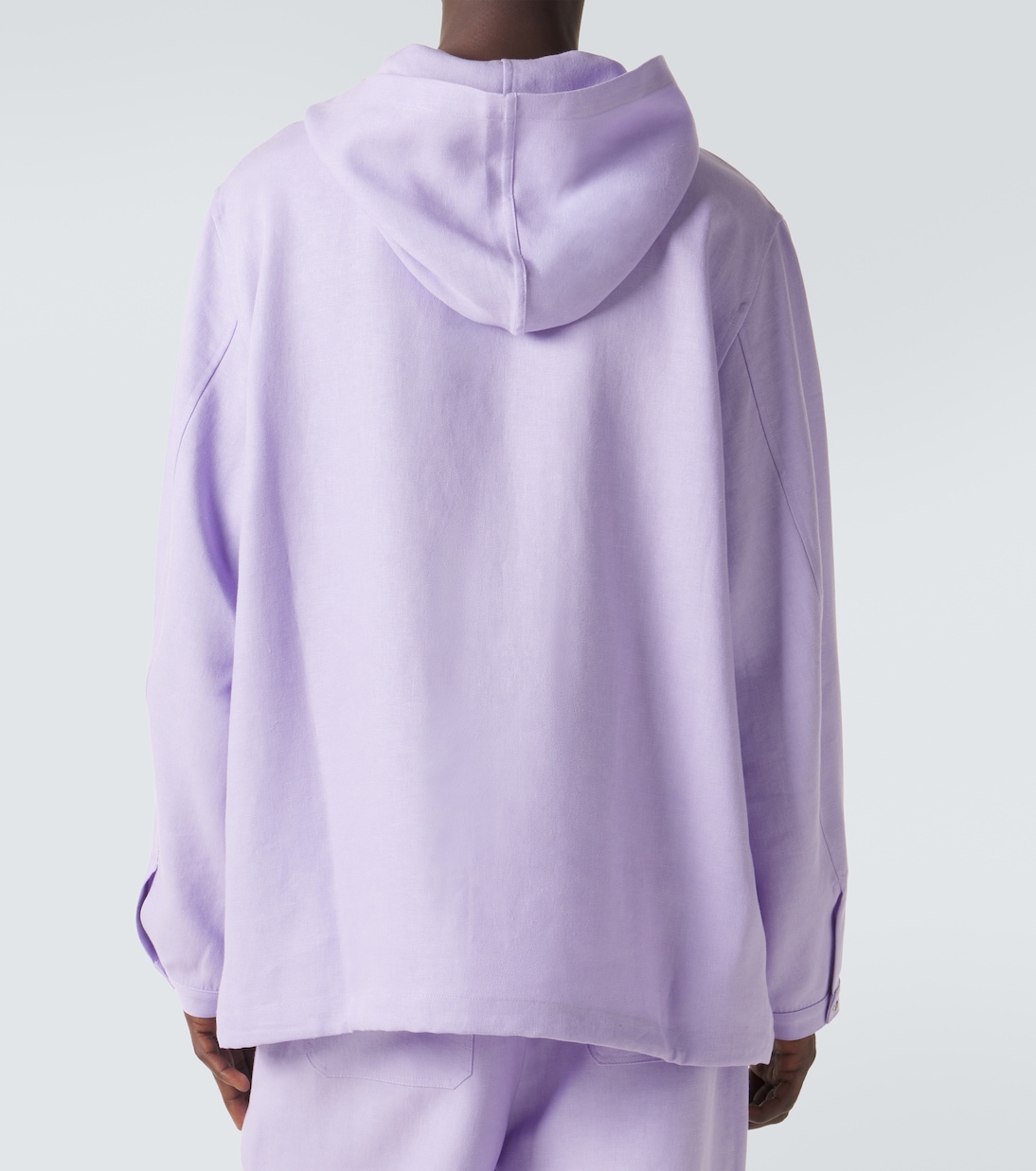 Hooded linen jacket with amethyst | God's True Cashmere