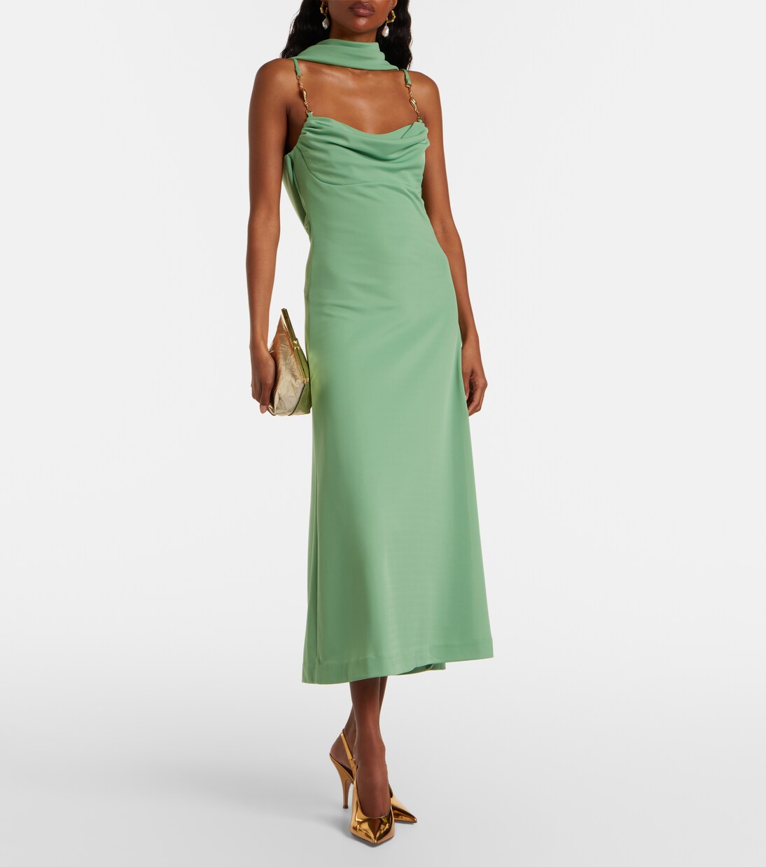 Vestido largo Isla drapeado con pañuelo | Rebecca Vallance