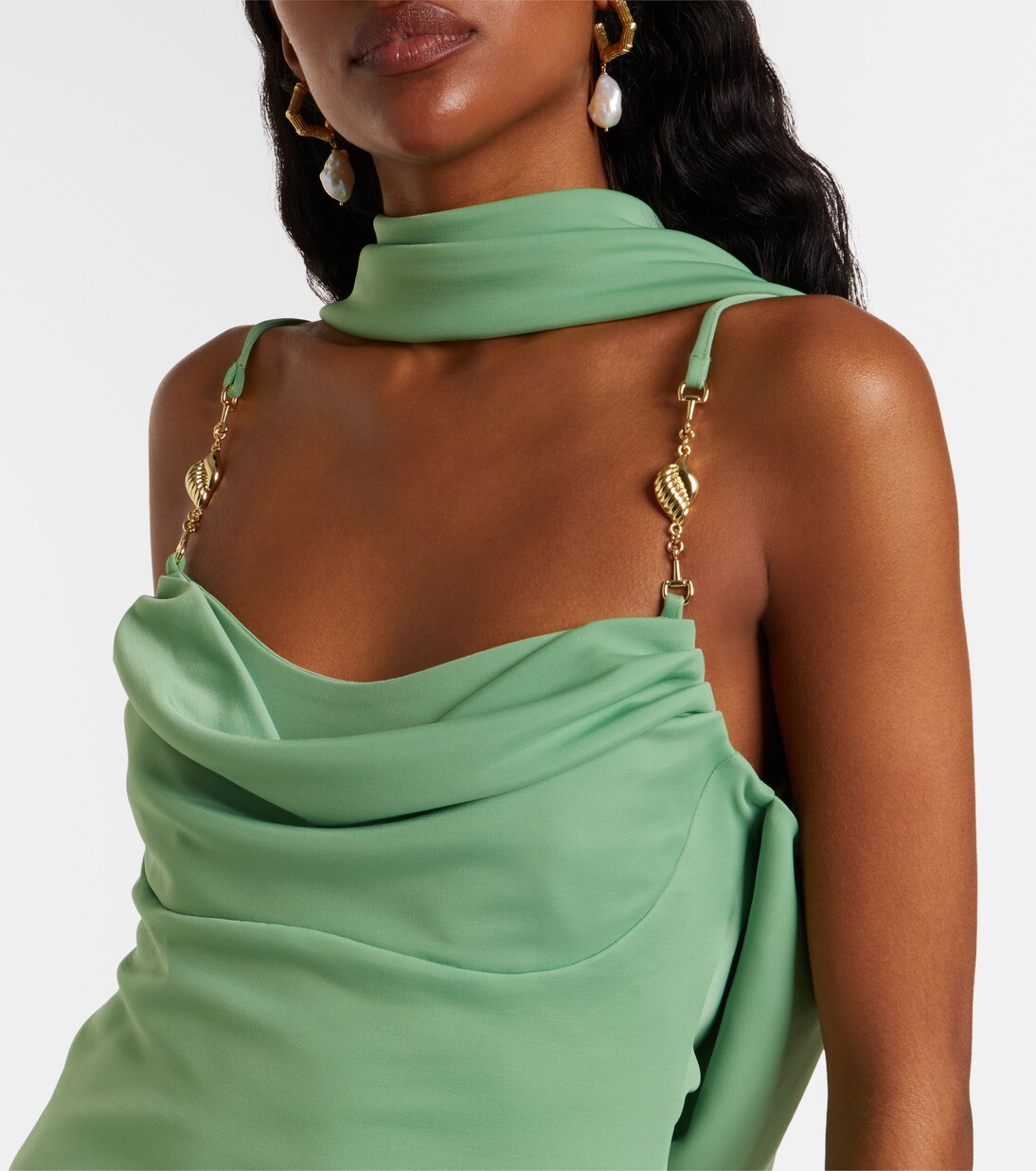 Vestido largo Isla drapeado con pañuelo | Rebecca Vallance