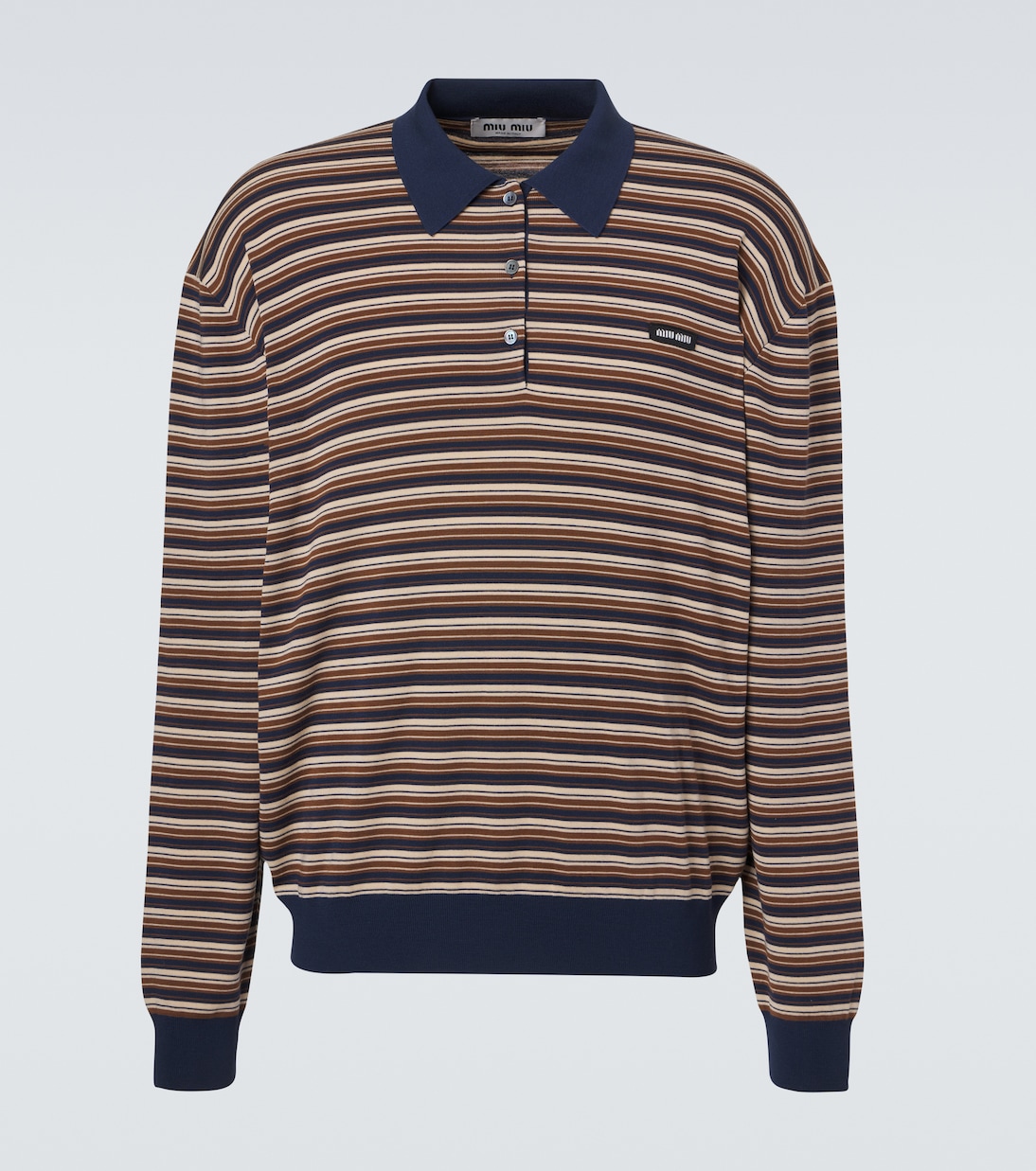 Striped virgin wool polo sweater | Miu Miu