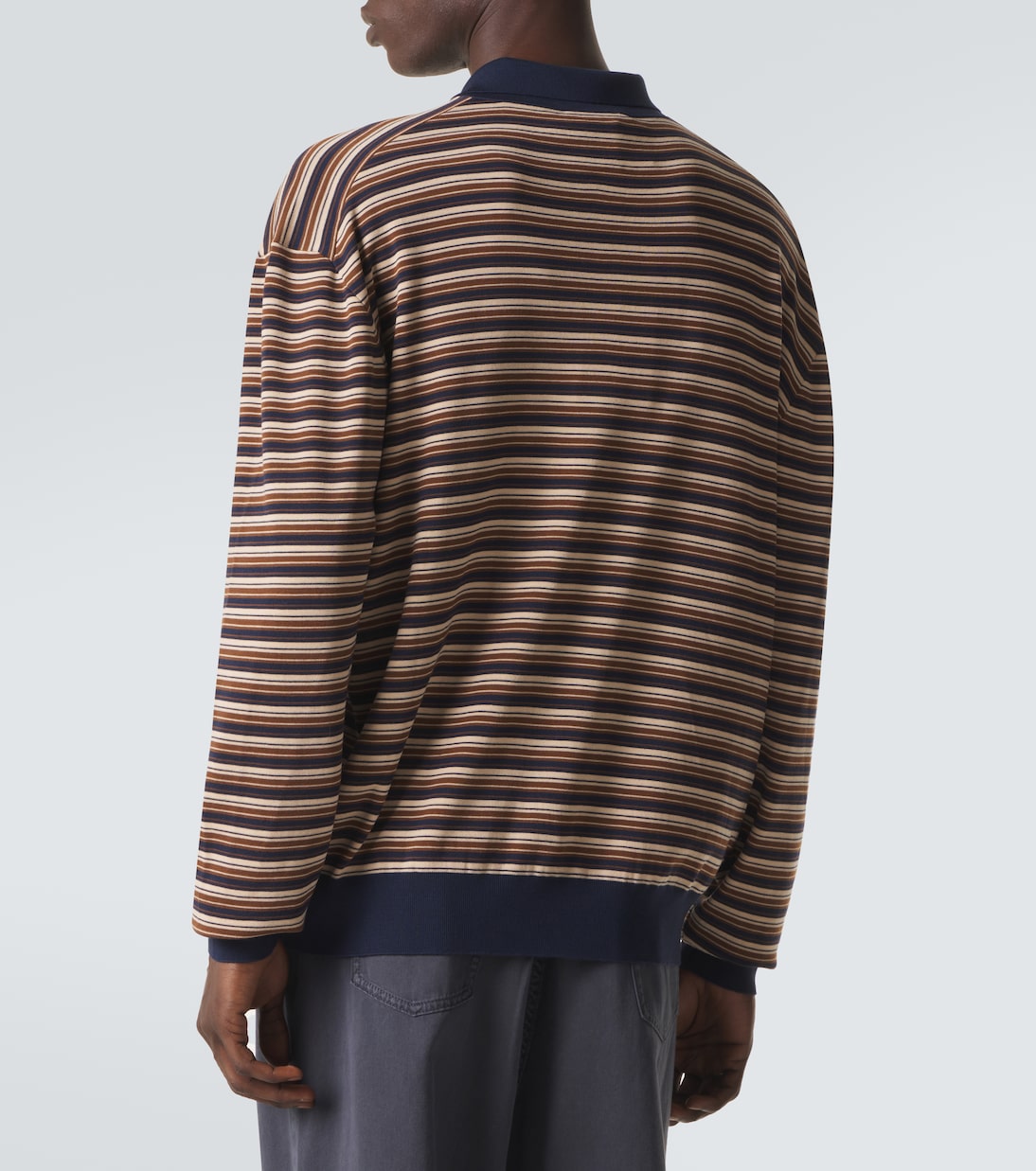 Striped virgin wool polo sweater | Miu Miu