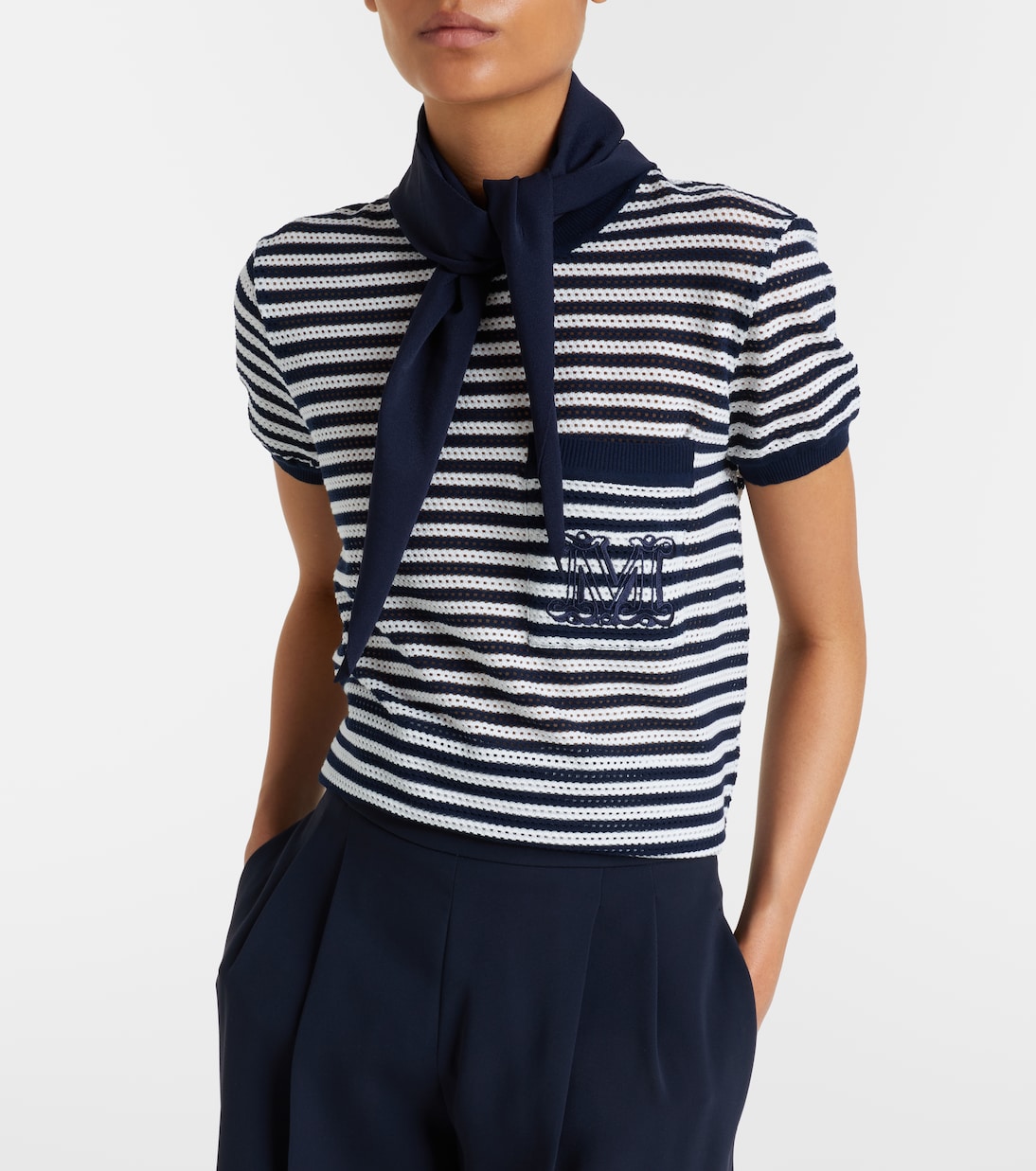 T-shirt en coton mélangé à rayures | Max Mara