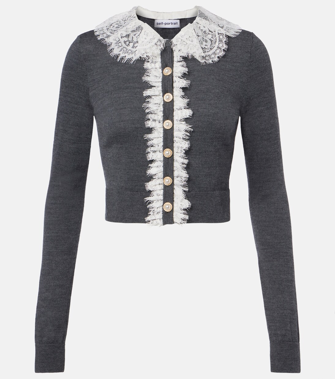 Cardigan aus Wolle mit Spitze | Self-Portrait