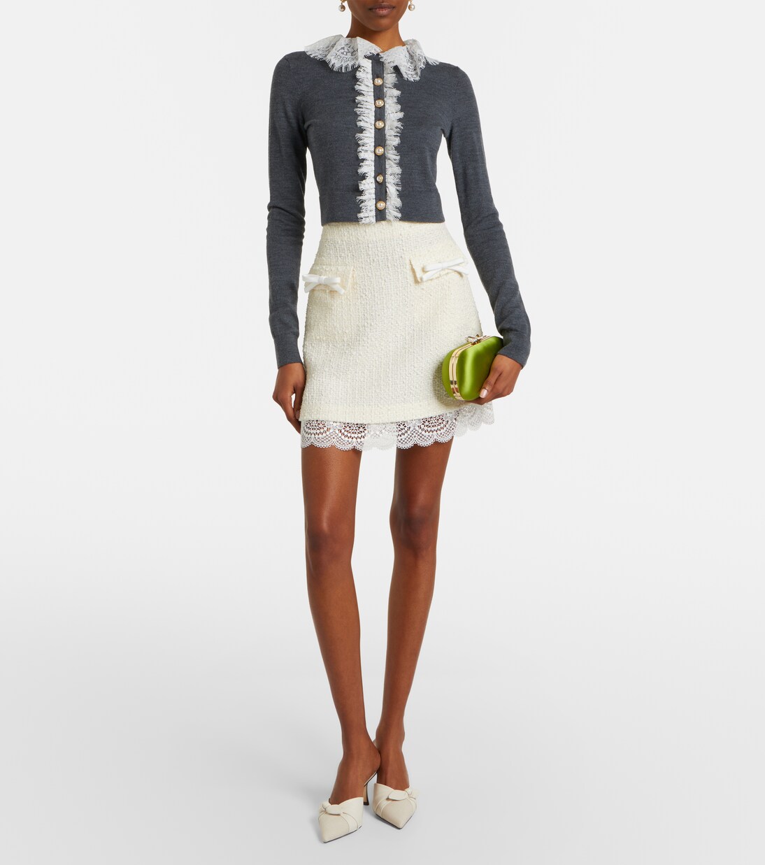 Cardigan aus Wolle mit Spitze | Self-Portrait