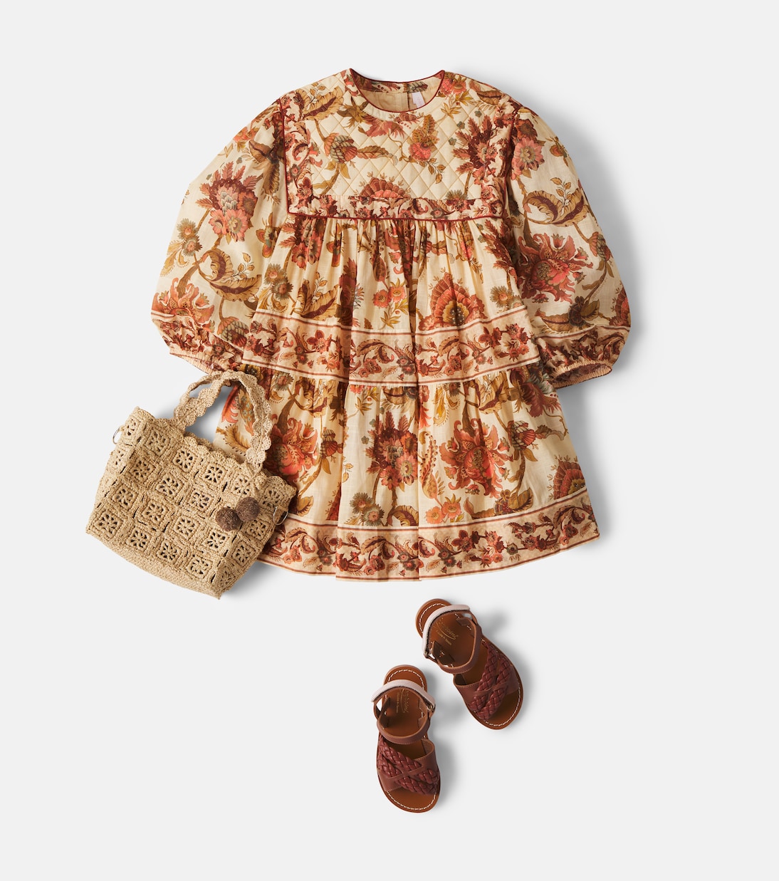 Aster floral quilted cotton dress  | Zimmermann Kids
