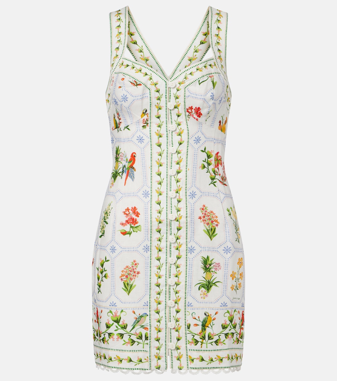 Tropical Porcelain printed linen minidress | Farm Rio