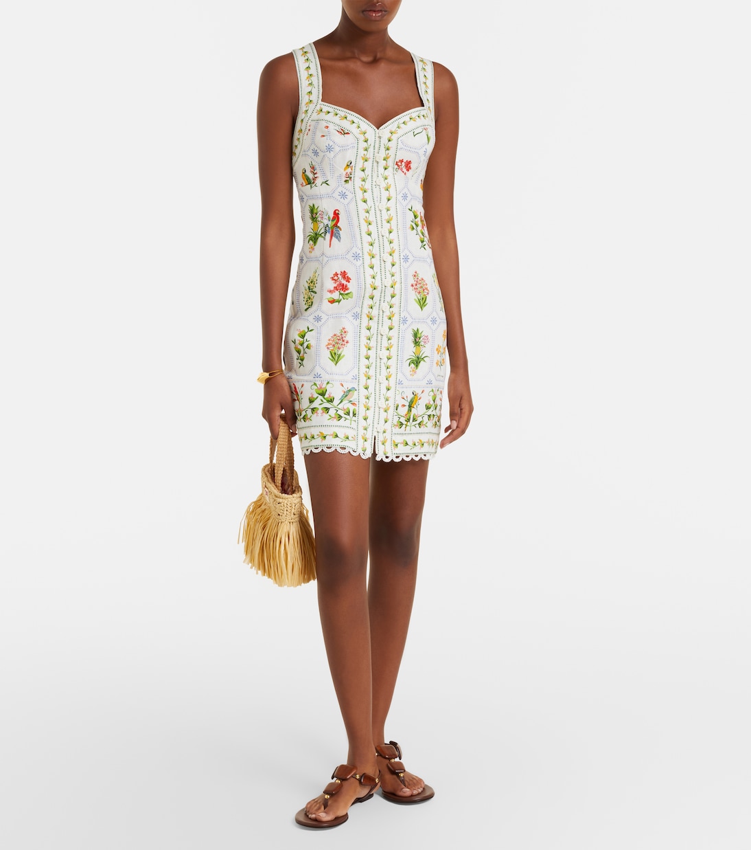 Tropical Porcelain printed linen minidress | Farm Rio