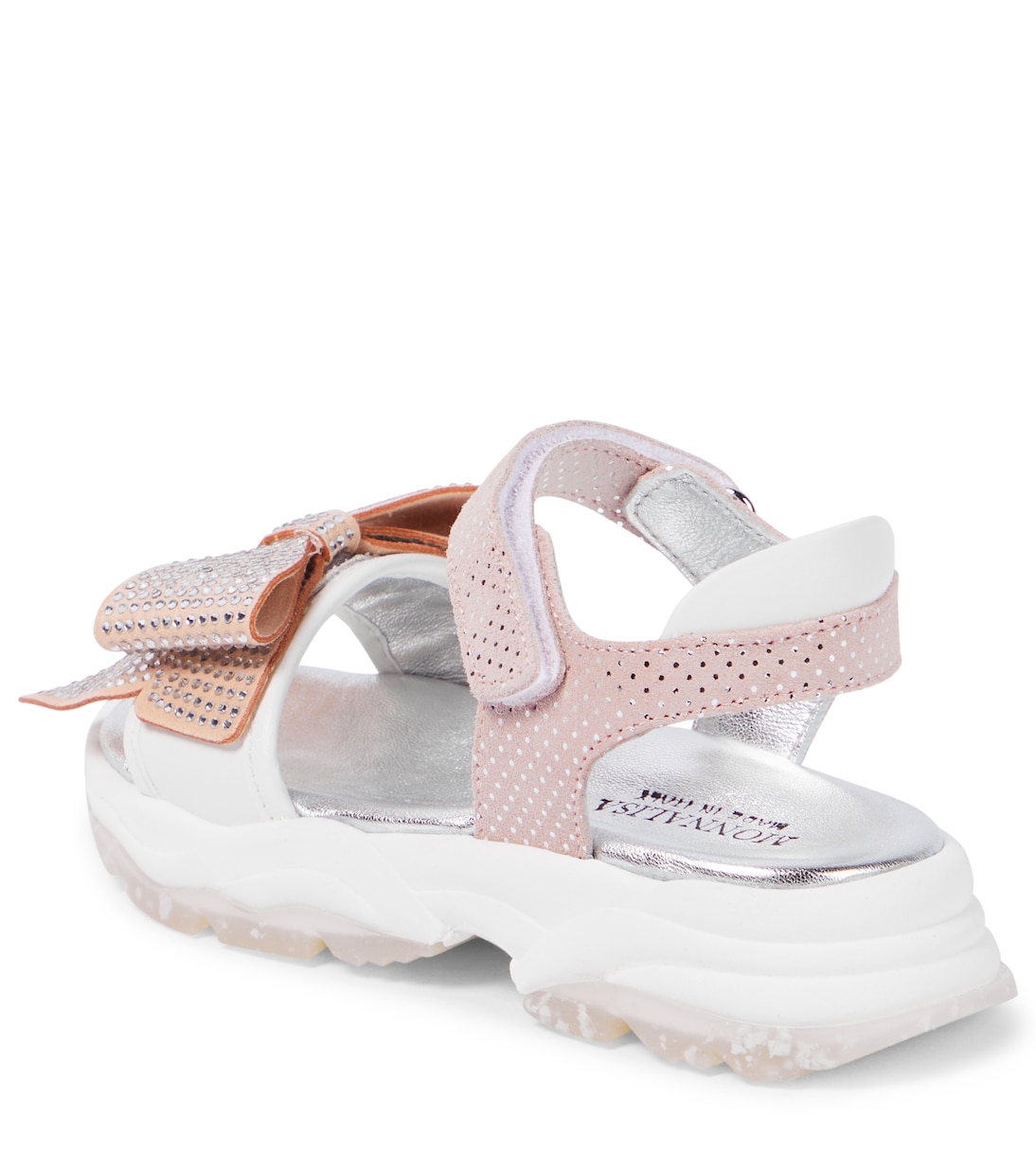 Bow-embellished leather sandals | Monnalisa