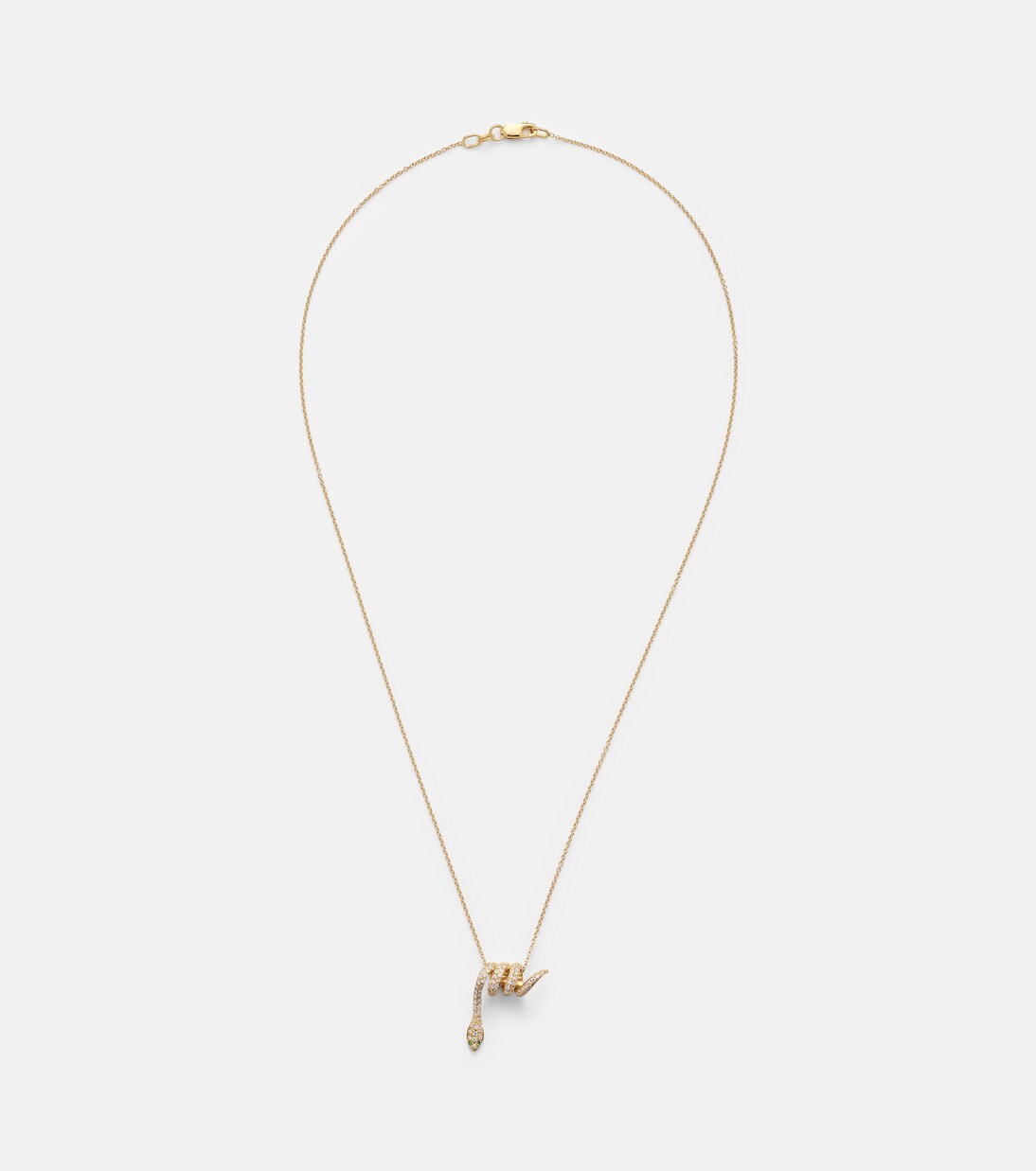 Convolute Snake 18kt gold necklace with gemstones | Ileana Makri