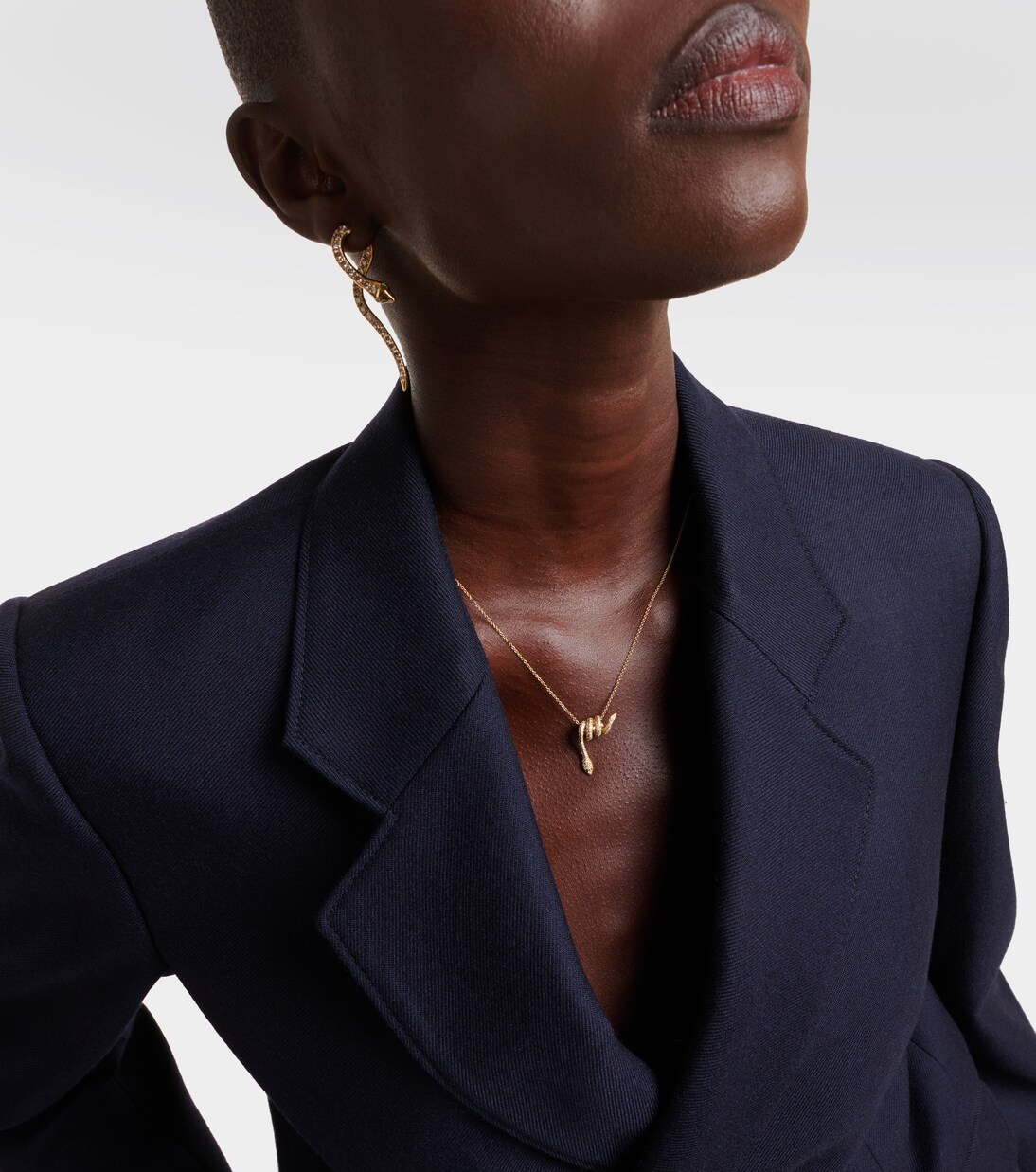 Convolute Snake 18kt gold necklace with gemstones | Ileana Makri