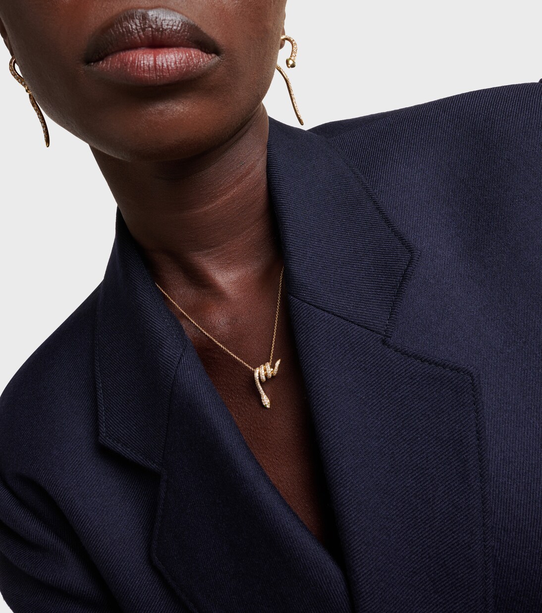 Convolute Snake 18kt gold necklace with gemstones | Ileana Makri