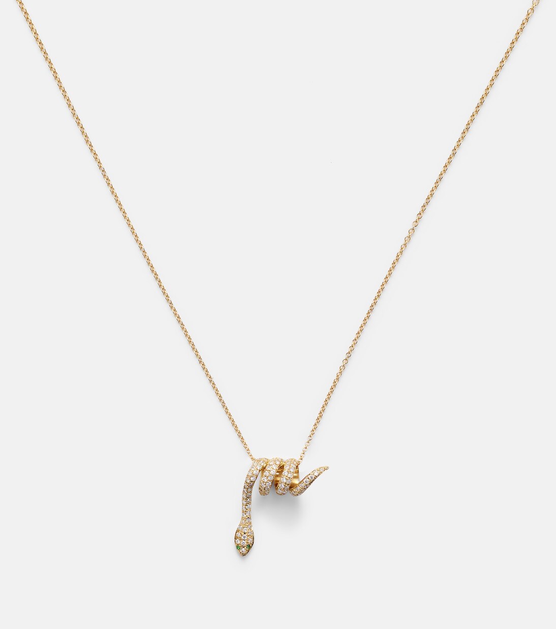 Convolute Snake 18kt gold necklace with gemstones | Ileana Makri