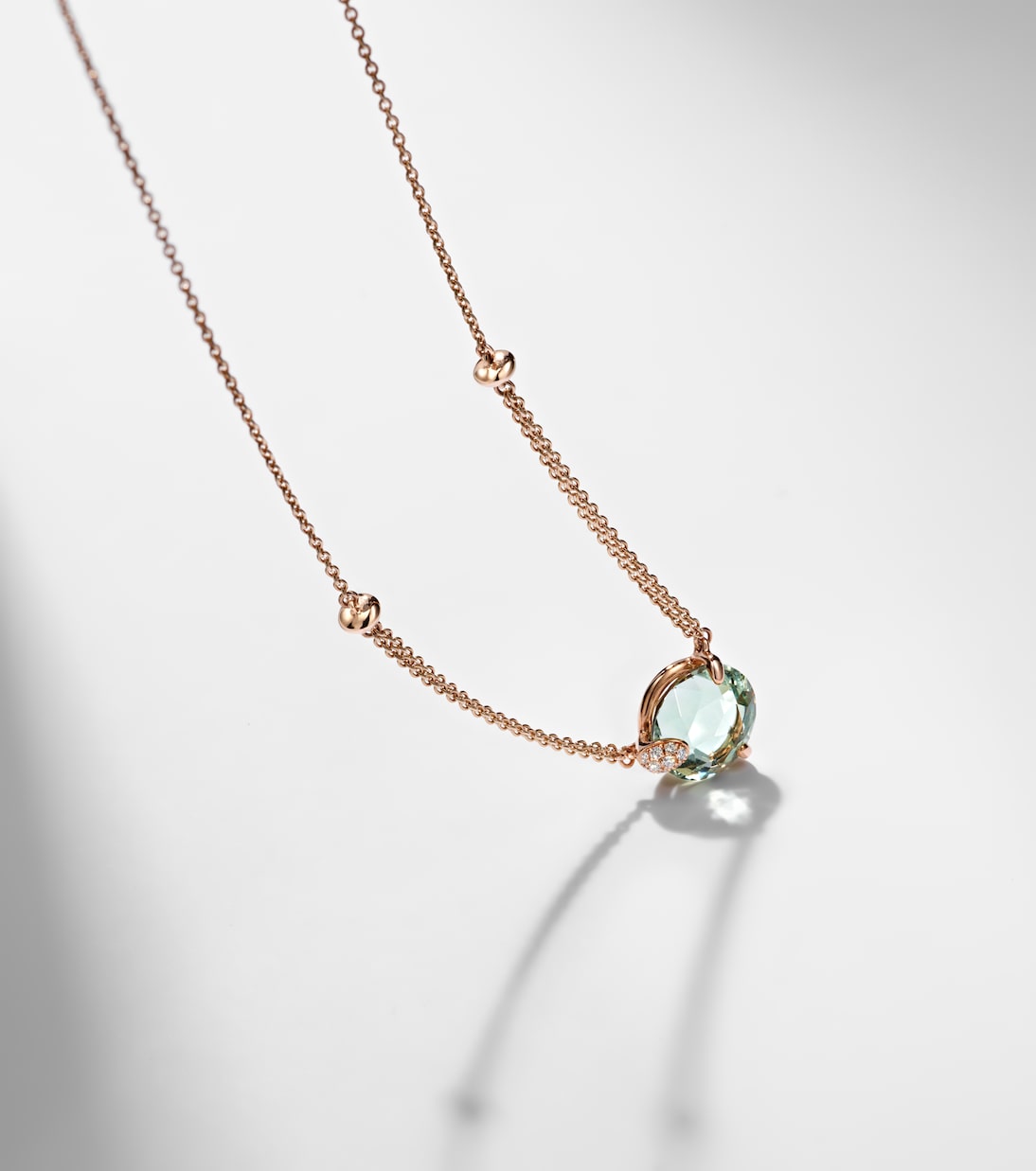 18kt rose gold necklace with prasiolite and diamonds  | Bucherer Fine Jewellery