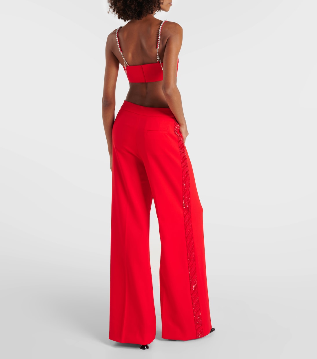 Cropped-Top aus Wolle mit Kristallen | Area