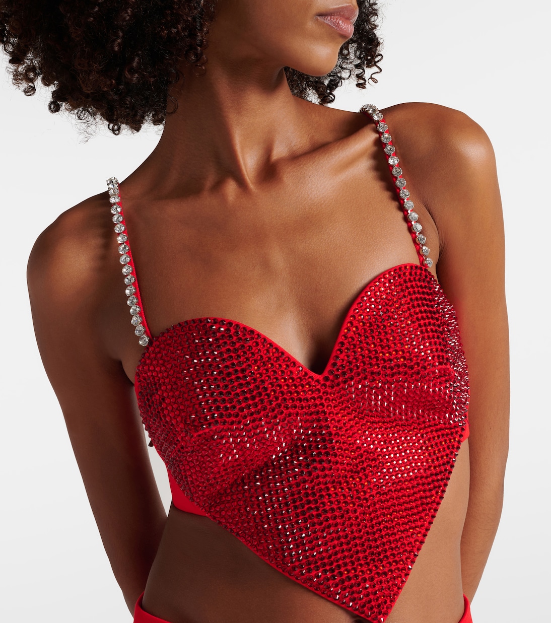 Cropped-Top aus Wolle mit Kristallen | Area